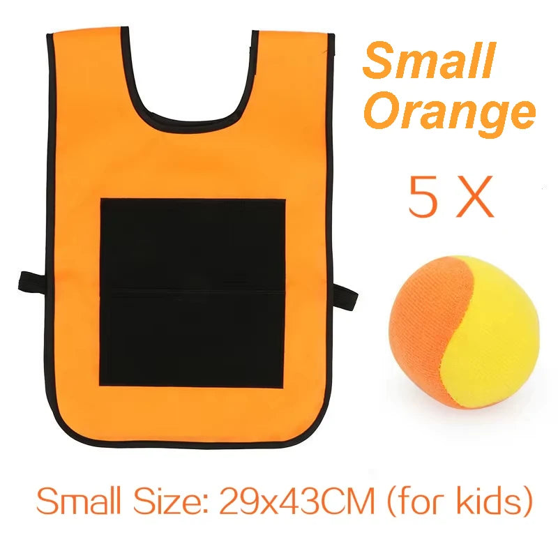 Sticky Dodge Ball Game Vest Outdoor Sports Toy Jersey Fabric Props Throw Catch Soft Fleece Balls Safe for Kids Teens Adults Quick Pick Grocers
